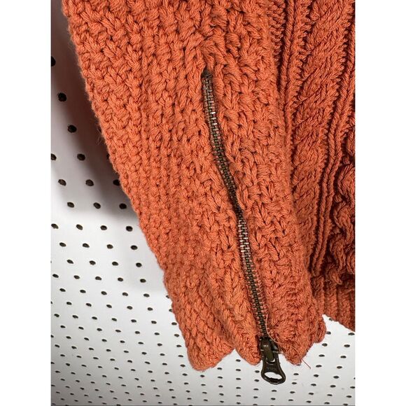 L.L Bean Signature fisherman cable tunic knit side zipper sweater size M - Picture 5 of 6